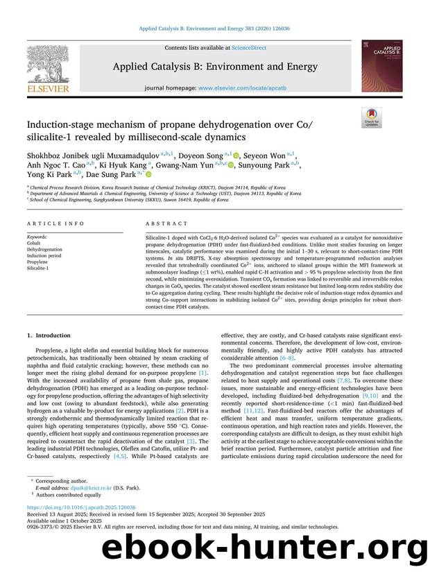 Induction-stage mechanism of propane dehydrogenation over Cosilicalite-1 revealed by millisecond-scale dynamics by unknow