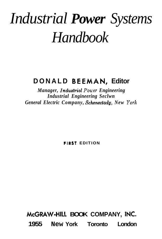 Industrial Power Systems Handbook by Donald Beeman Ed
