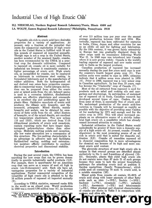 Industrial uses of high erucic oils by Unknown