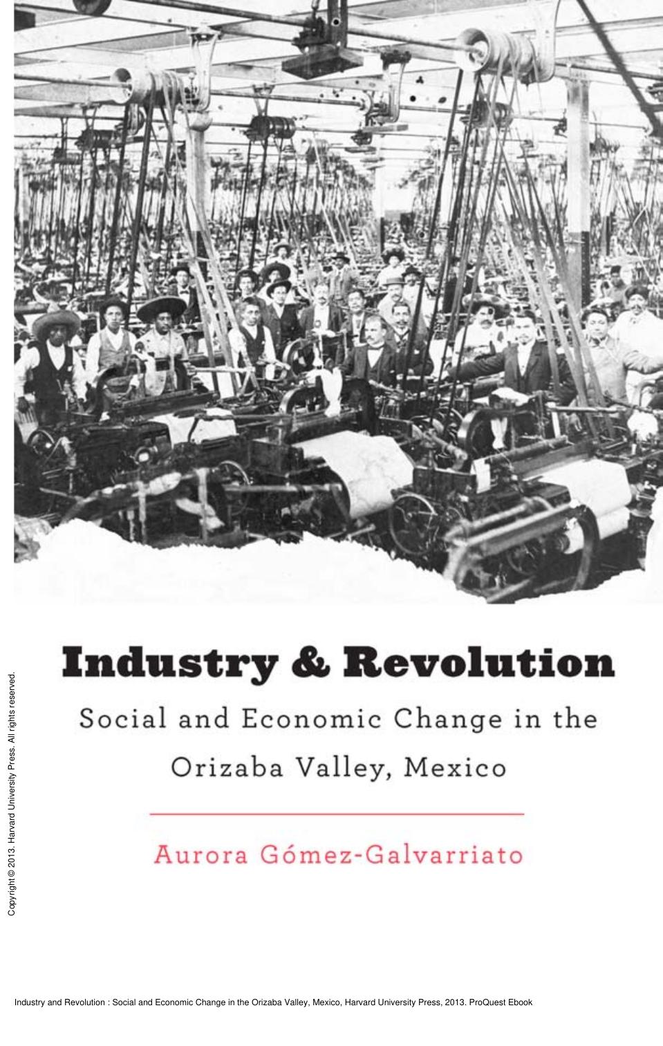 Industry and Revolution : Social and Economic Change in the Orizaba Valley, Mexico by Aurora Gómez-Galvarriato; Aurora Gómez-Galvarriato