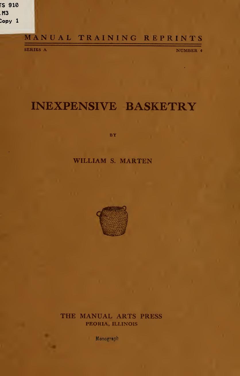 Inexpensive basketry by Marten William Samuel 1877-