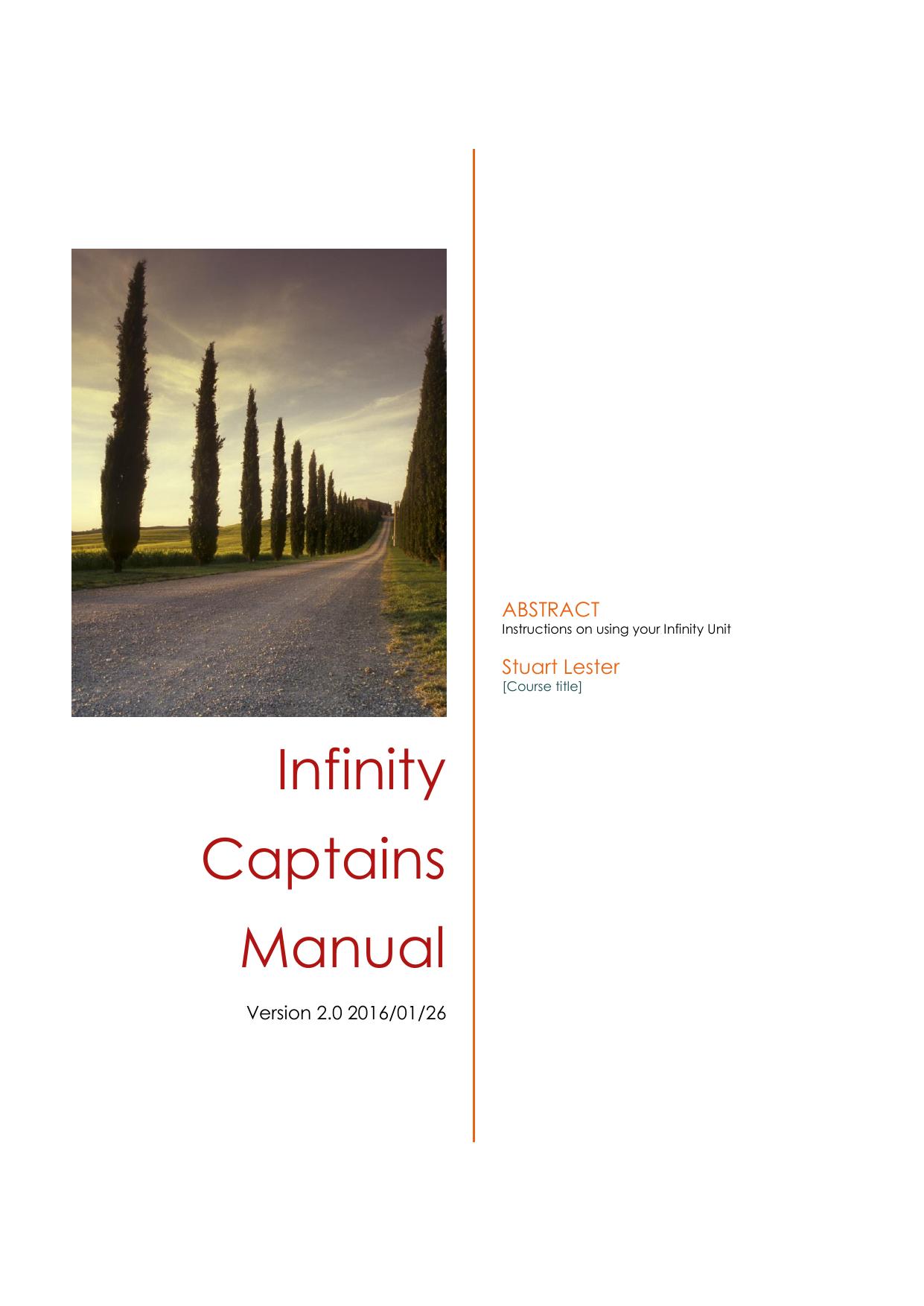 Infinity  Captains Manual by Stuart Lester