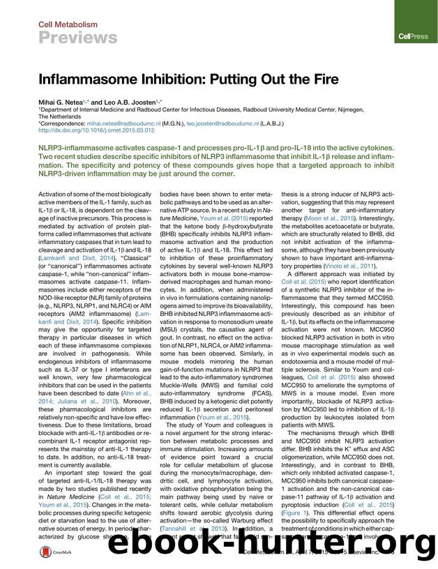 Inflammasome Inhibition: Putting Out the Fire by Mihai G. Netea & Leo A.B. Joosten