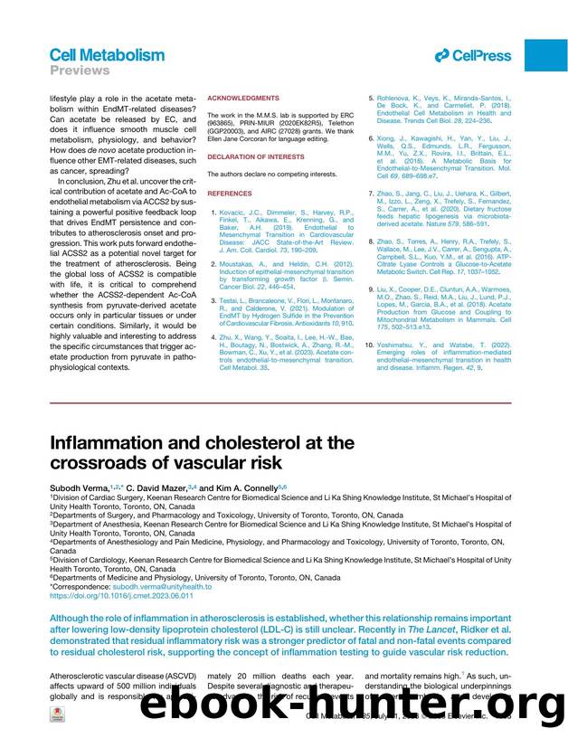 Inflammation and cholesterol at the crossroads of vascular risk by Subodh Verma & C. David Mazer & Kim A. Connelly