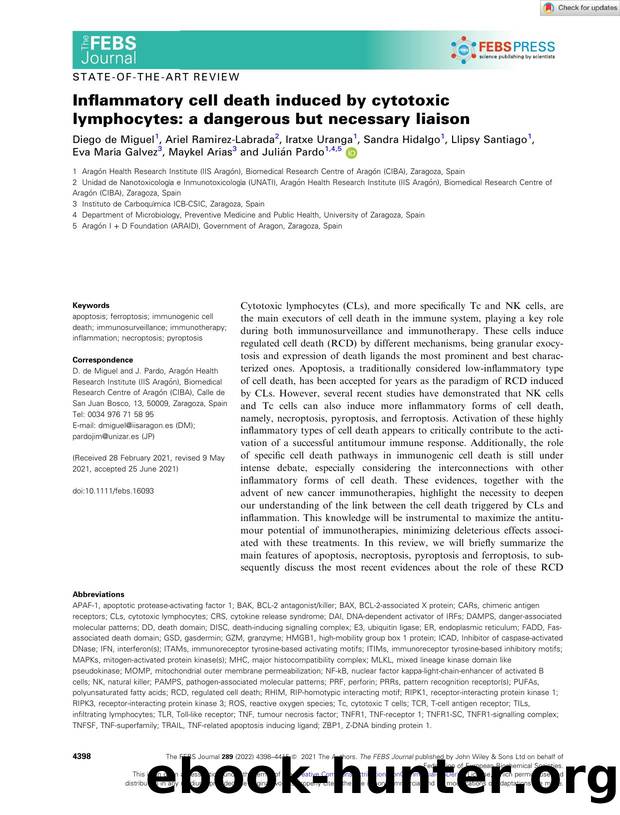 Inflammatory cell death induced by cytotoxic lymphocytes: a dangerous but necessary liaison by Unknown