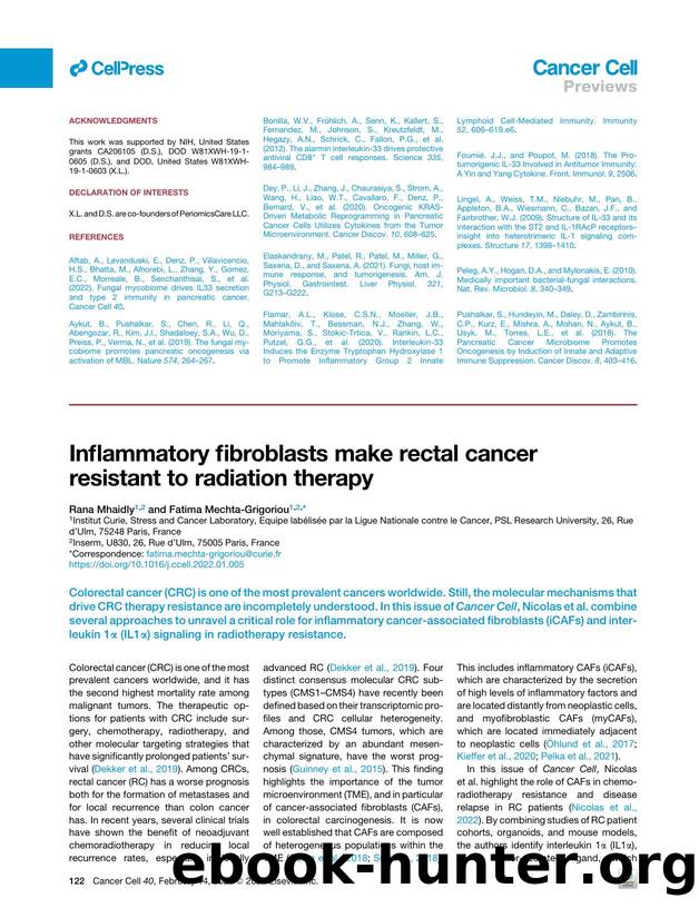 Inflammatory fibroblasts make rectal cancer resistant to radiation therapy by Rana Mhaidly & Fatima Mechta-Grigoriou