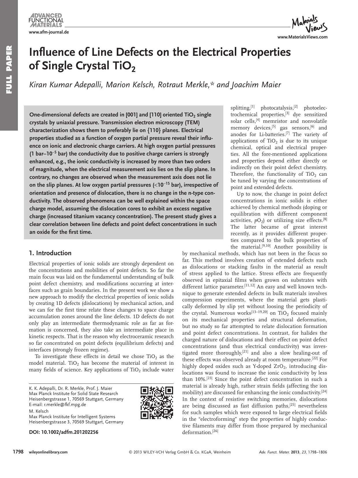 Influence of Line Defects on the Electrical Properties of Single Crystal TiO2 by wbpm