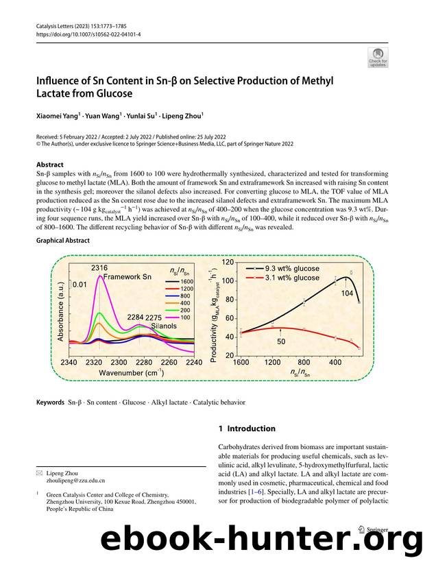 Influence of Sn Content in Sn-Î² on Selective Production of Methyl Lactate from Glucose by Xiaomei Yang & Yuan Wang & Yunlai Su & Lipeng Zhou