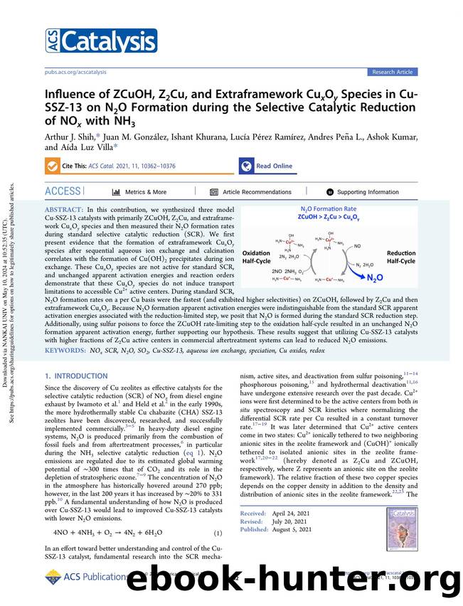 Influence of ZCuOH, Z2Cu, and Extraframework CuxOy Species in Cu-SSZ-13 on N2O Formation during the Selective Catalytic Reduction of NOx with NH3 by unknow