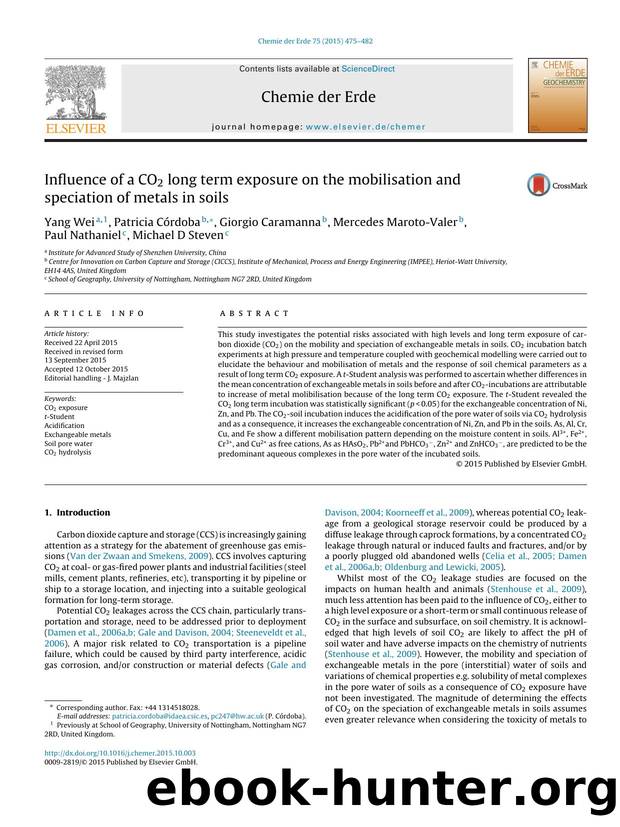 Influence of a CO2 long term exposure on the mobilisation and speciation of metals in soils by unknow