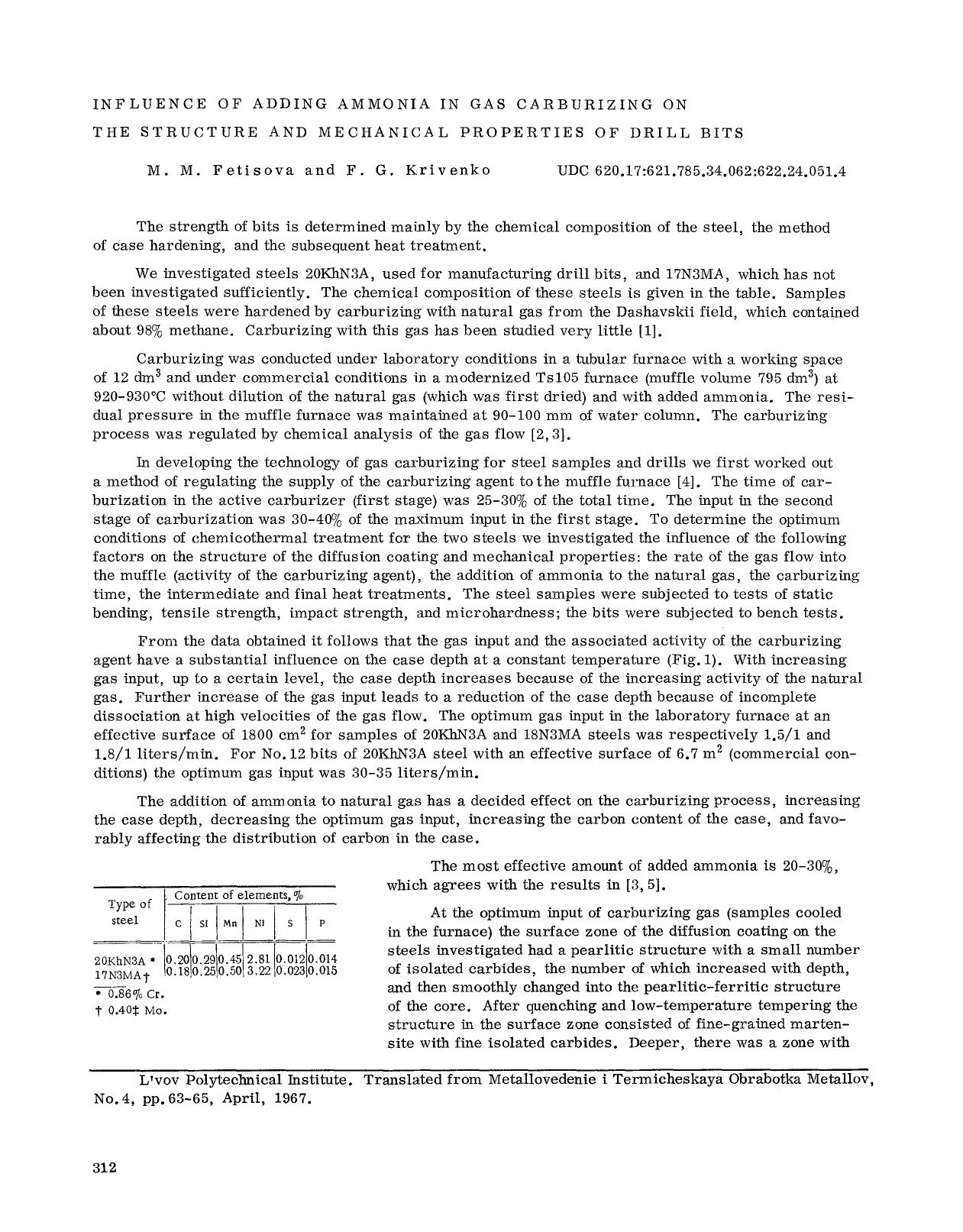 Influence of adding ammonia in gas carburizing on the structure and mechanical properties of drill bits by Unknown