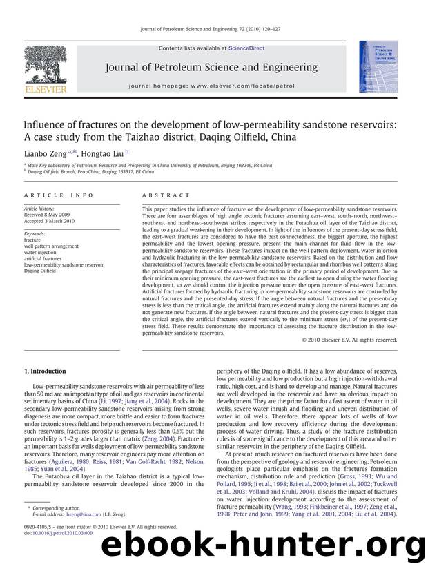 Influence of fractures on the development of low-permeability sandstone reservoirs: A case study from the Taizhao district, Daqing Oilfield, China by Lianbo Zeng; Hongtao Liu