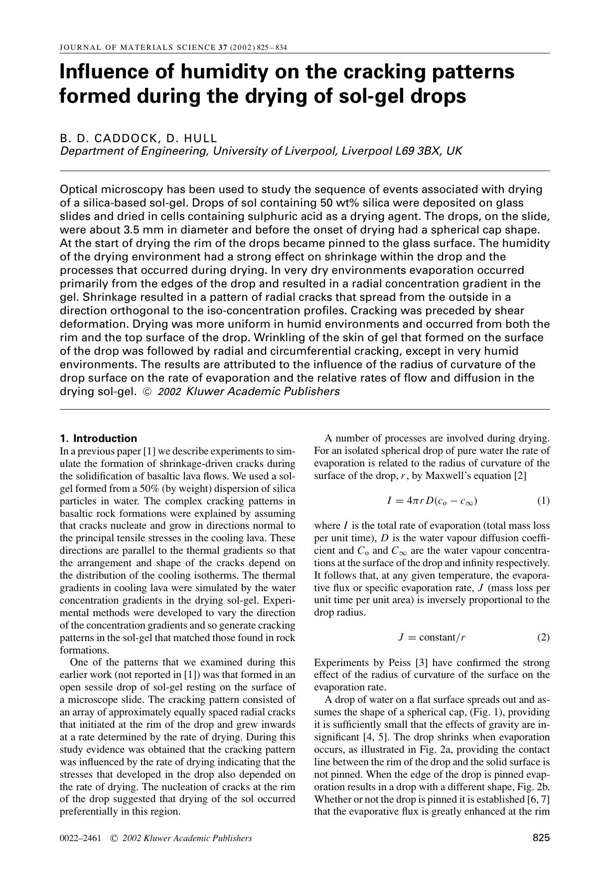 Influence of humidity on the cracking patterns formed during the drying of sol-gel drops by Unknown