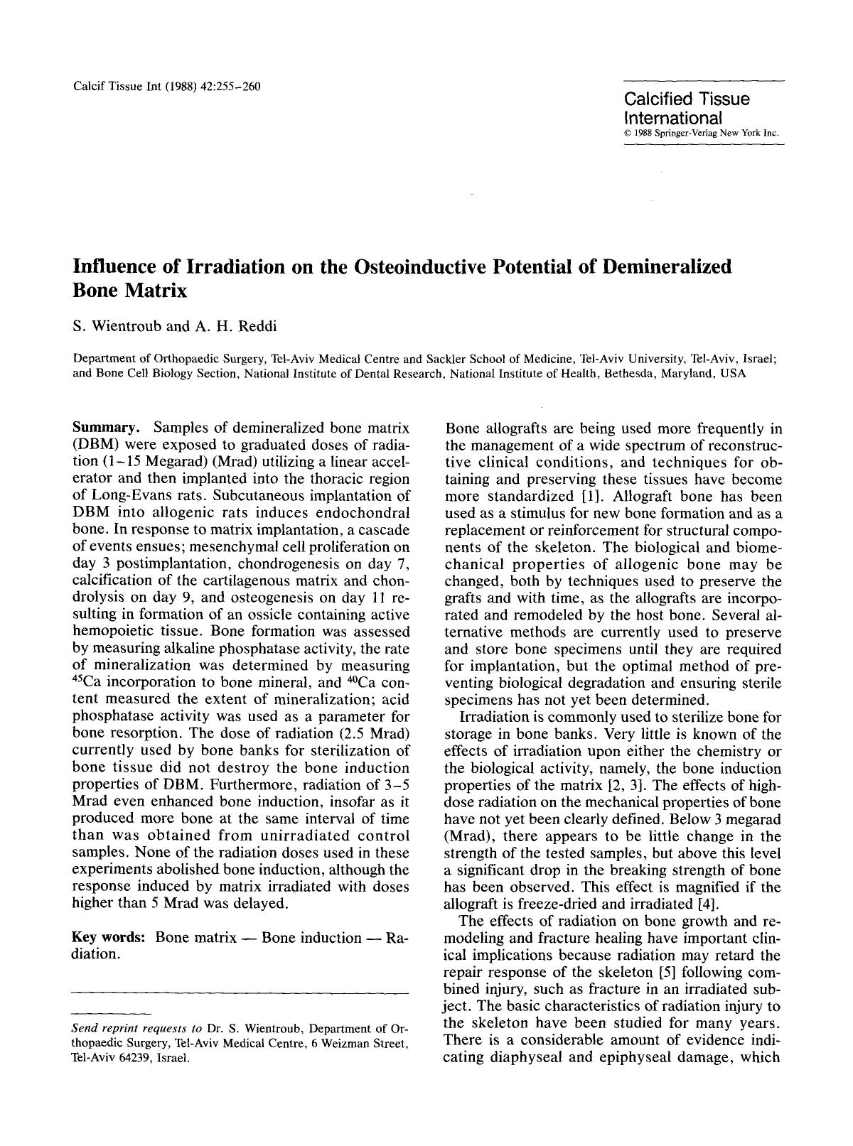 Influence of irradiation on the osteoinductive potential of demineralized bone matrix by Unknown