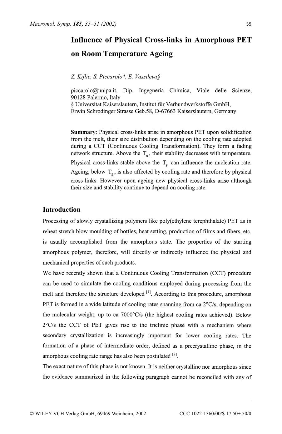 Influence of physical cross-links in amorphous PET on room temperature ageing by SOD