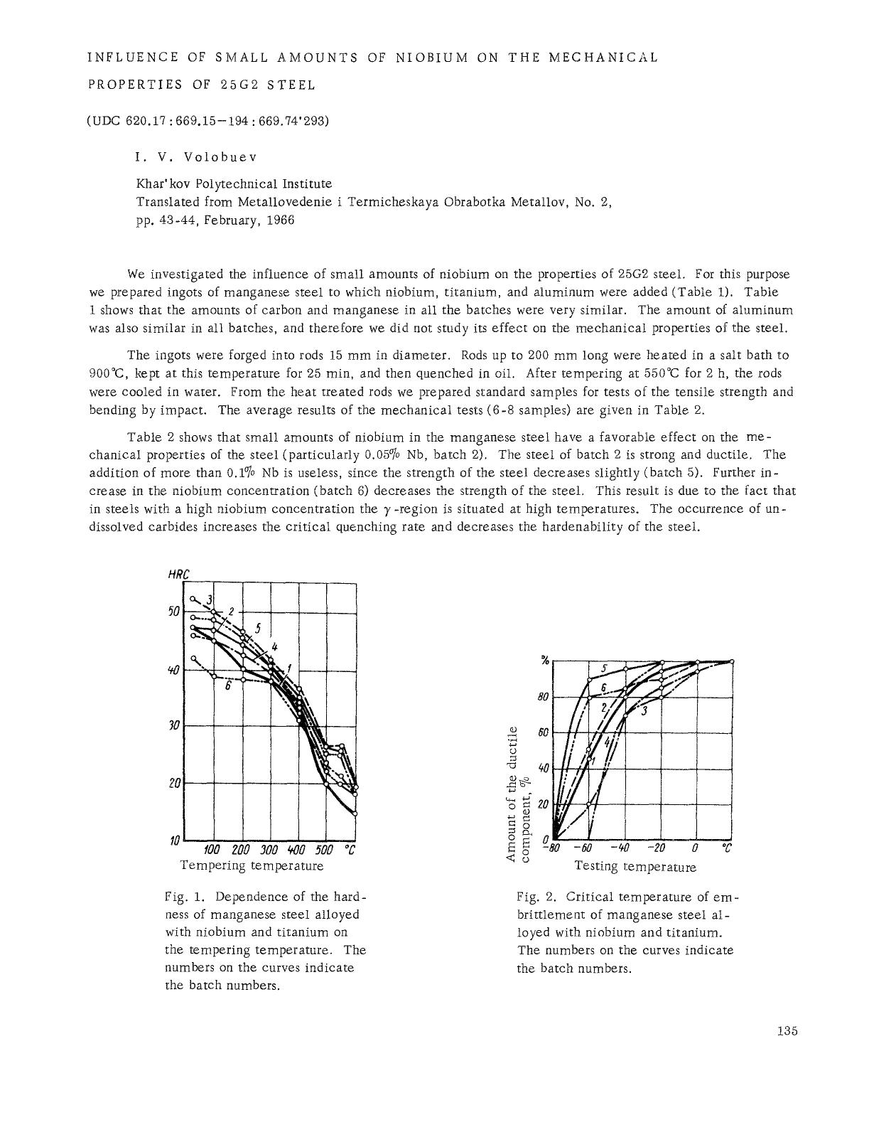 Influence of small amounts of niobium on the mechanical properties of 25G2 steel by Unknown