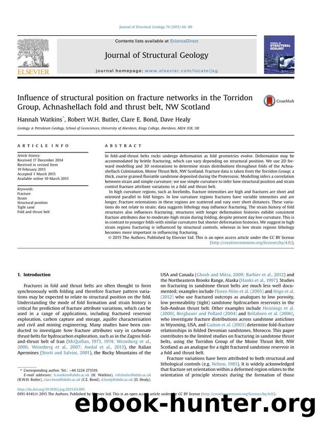 Influence of structural position on fracture networks in the Torridon Group, Achnashellach fold and thrust belt, NW Scotland by Hannah Watkins & Robert W.H. Butler & Clare E. Bond & Dave Healy