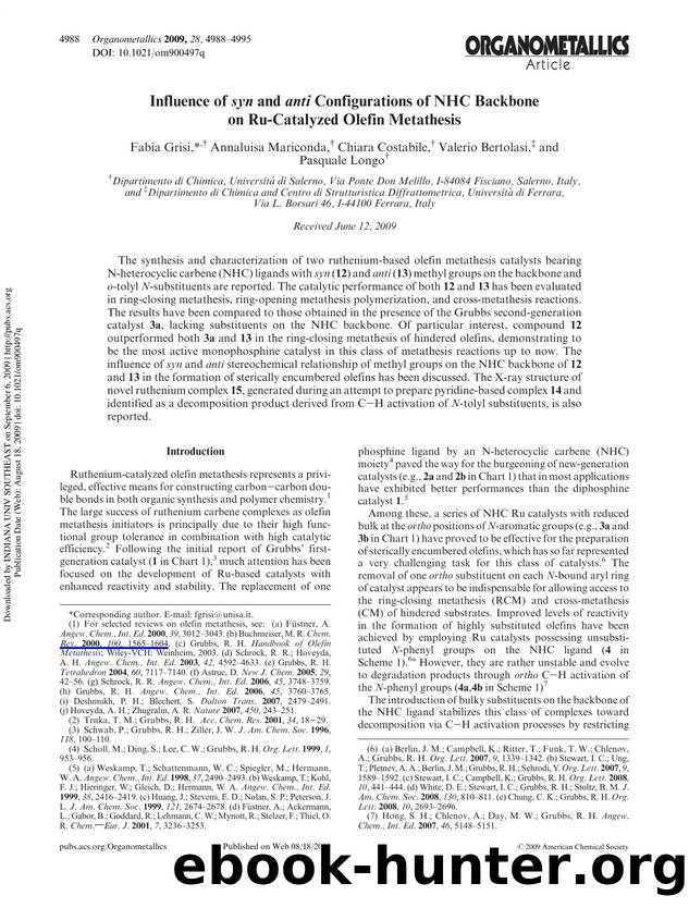 Influence of syn and anti Configurations of NHC Backbone on Ru-Catalyzed Olefin Metathesis by unknow