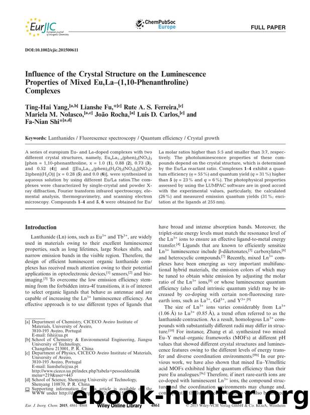 Influence of the Crystal Structure on the Luminescence Properties of Mixed Eu,La(1,10Phenanthroline) Complexes by Unknown
