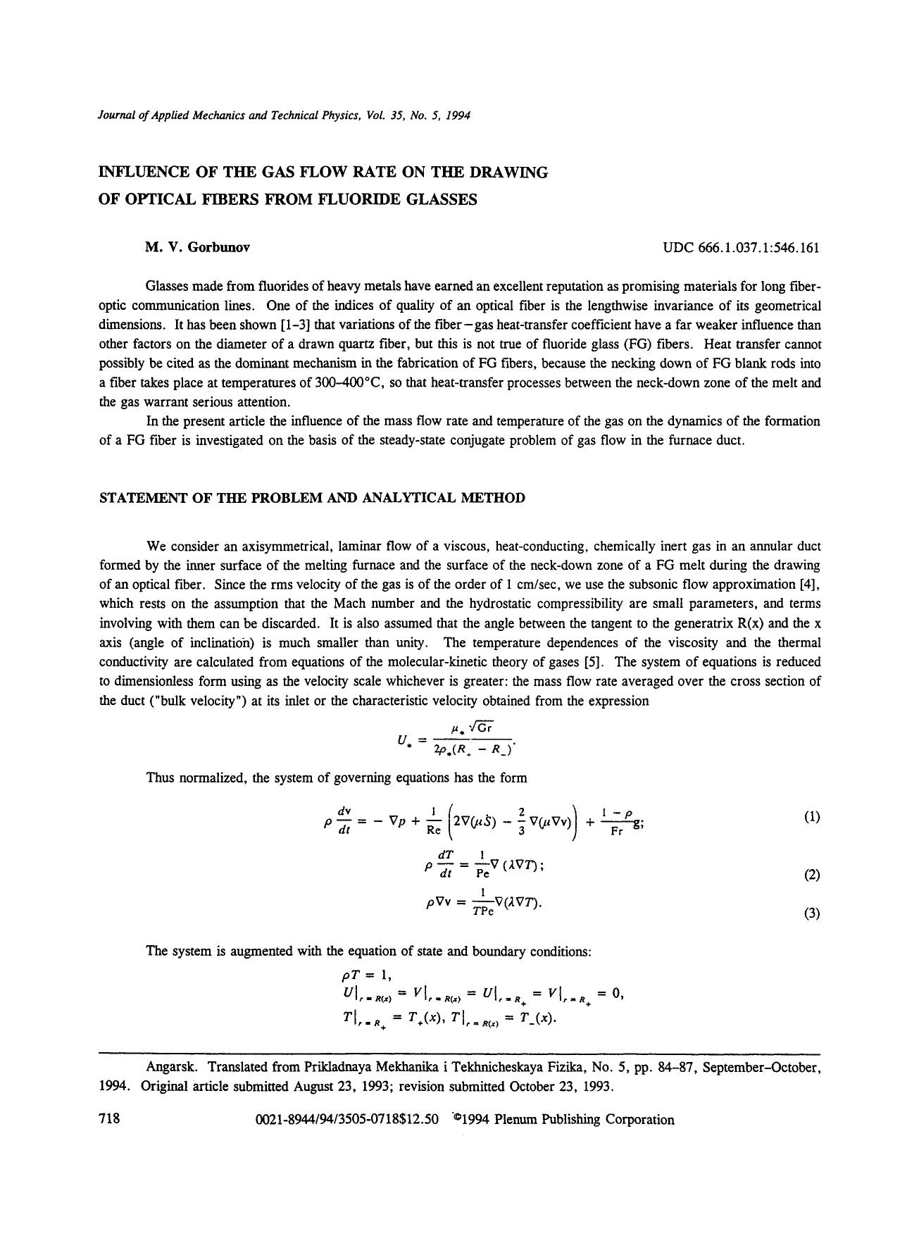 Influence of the gas flow rate on the drawing of optical fibers from fluoride glasses by Unknown