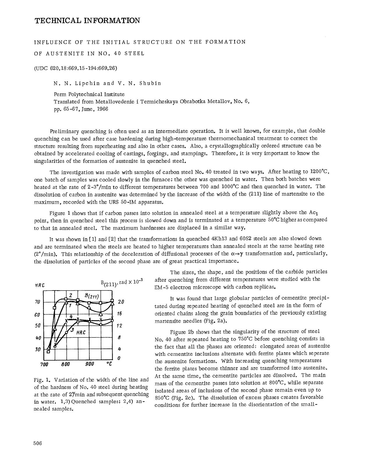 Influence of the initial structure on the formation of austenite in no. 40 steel by Unknown