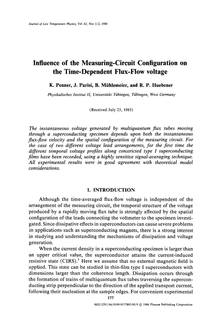 Influence of the measuring-circuit configuration on the time-dependent flux-flow voltage by Unknown