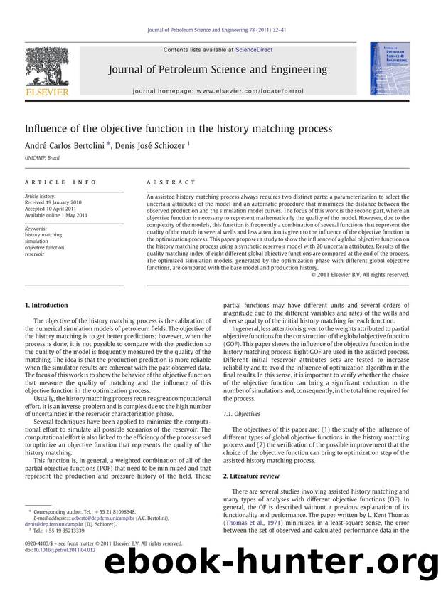 Influence of the objective function in the history matching process by André Carlos Bertolini & Denis José Schiozer