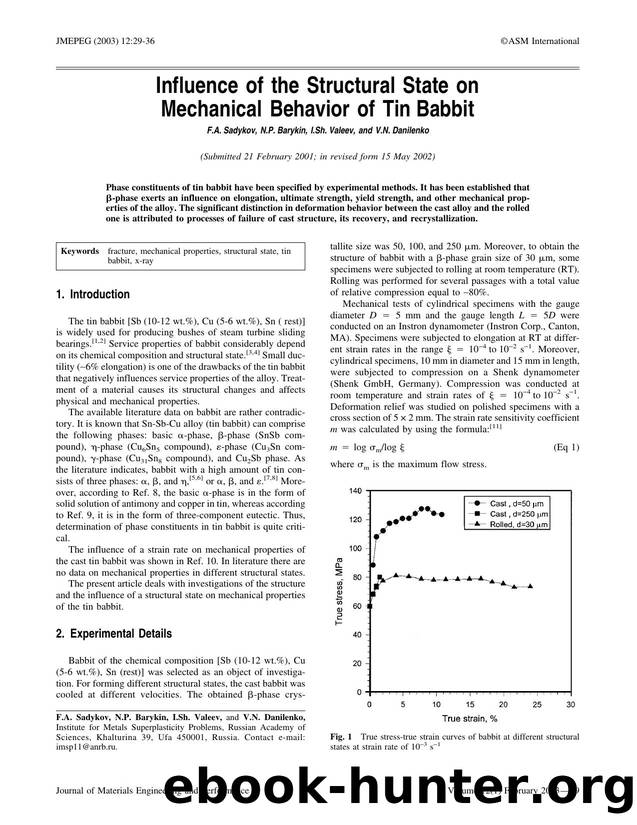 Influence of the structural state on mechanical behavior of tin babbit by Unknown