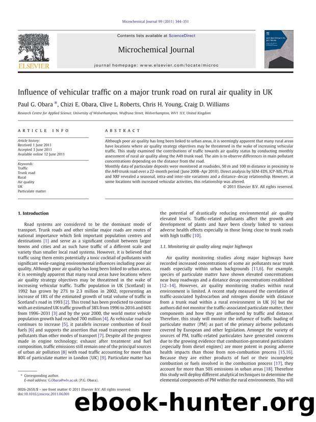 Influence of vehicular traffic on a major trunk road on rural air quality in UK by Paul G. Obara & Chizi E. Obara & Clive L. Roberts & Chris H. Young & Craig D. Williams