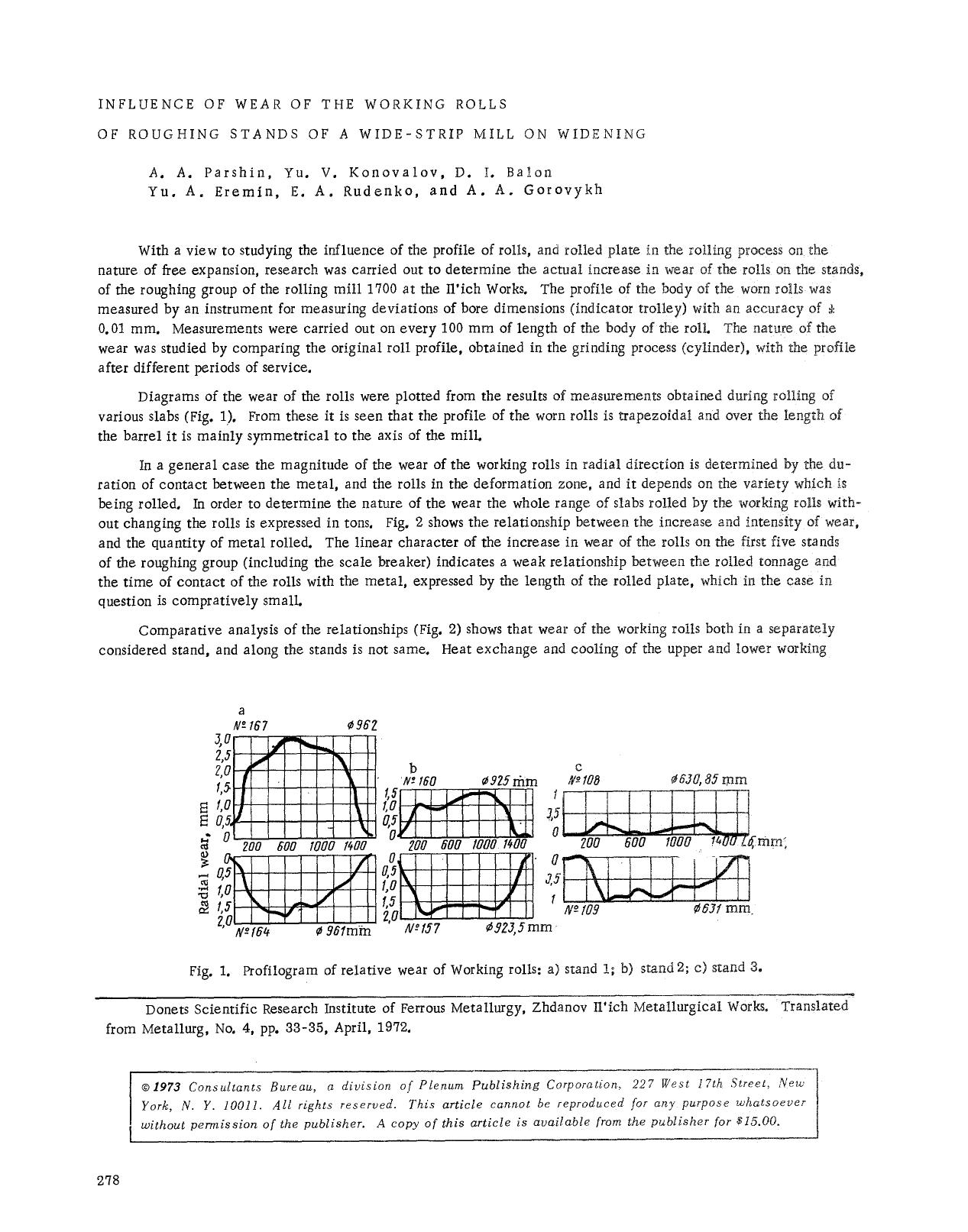Influence of wear of the working rolls of roughing stands of a wide-strip mill on widening by Unknown