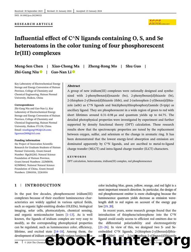 Influential Effect of C^N Ligands Containing O, S and Se Heteroatoms in the Color Tuning of Four Phosphorescent Ir(III) Complexes by Unknown