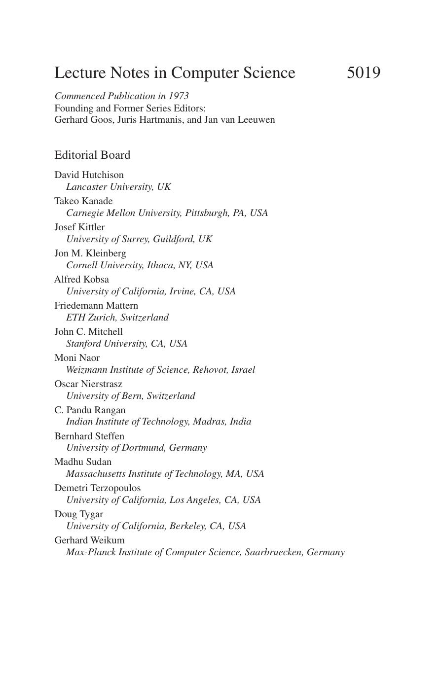 Information Security Theory and Practices. Smart Devices, Convergence and Next Generation Networks: Second IFIP WG 11.2 International Workshop, WISTP 2008, Seville, Spain, May 13-16, 2008. Proceedings by unknow