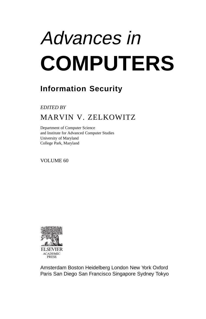 Information Security by Marvin Zelkowitz