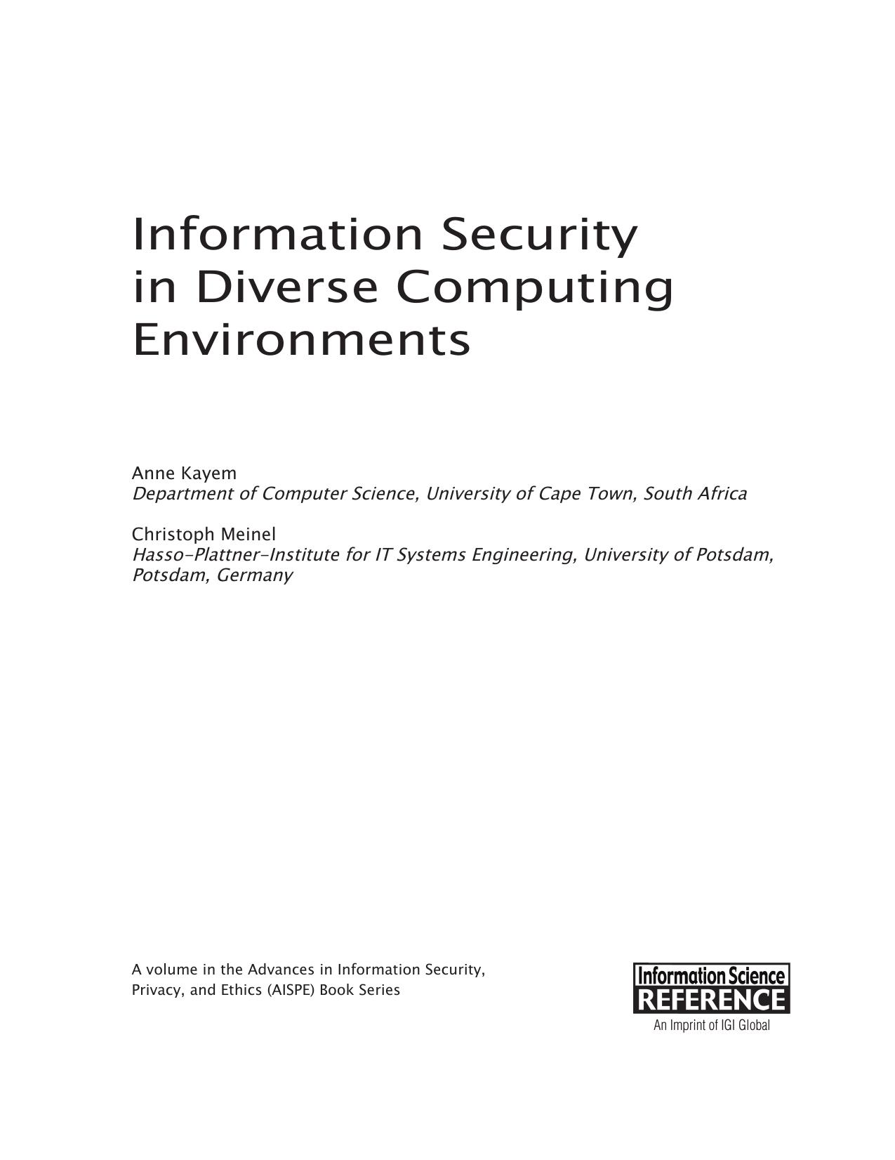 Information Security in Diverse Computing Environments by Christoph Meinel (editor)