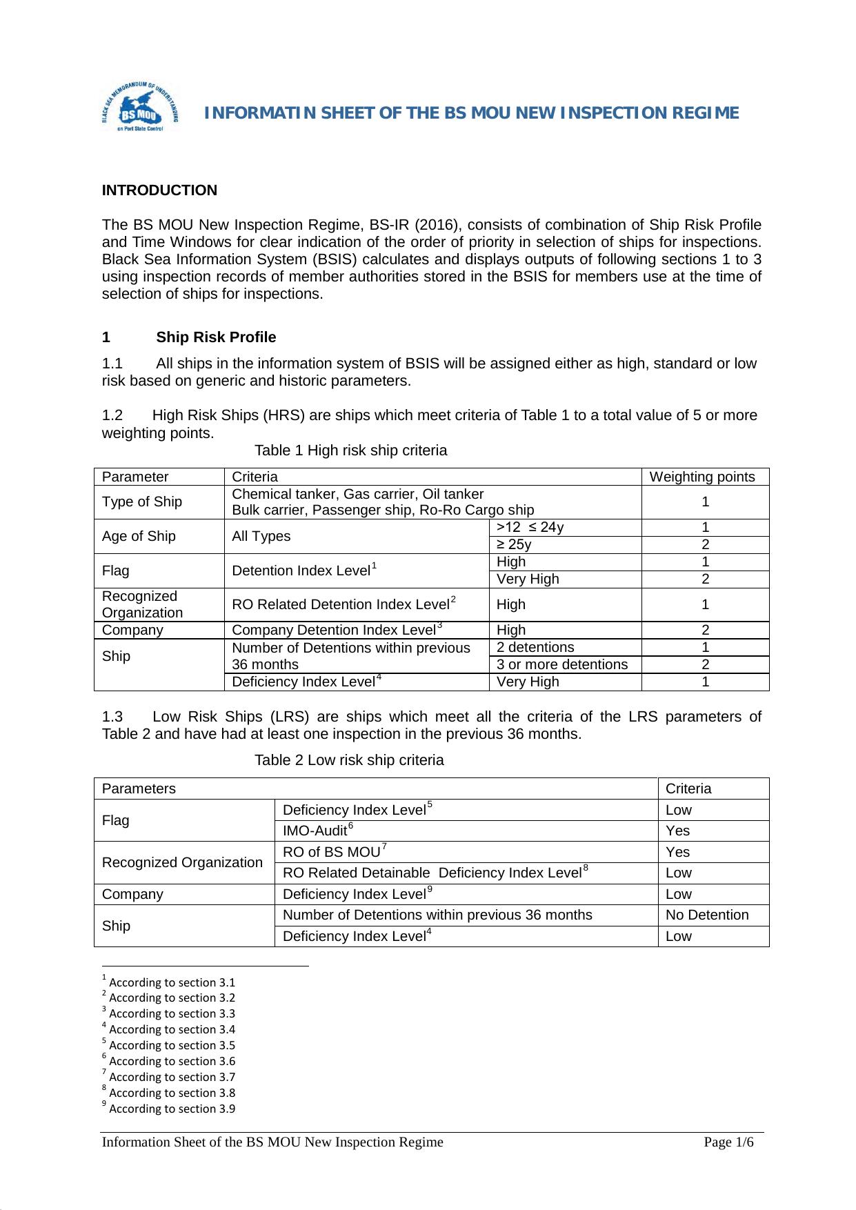 Information Sheet on the Black Sea MoU New Inspection Regime by UMA