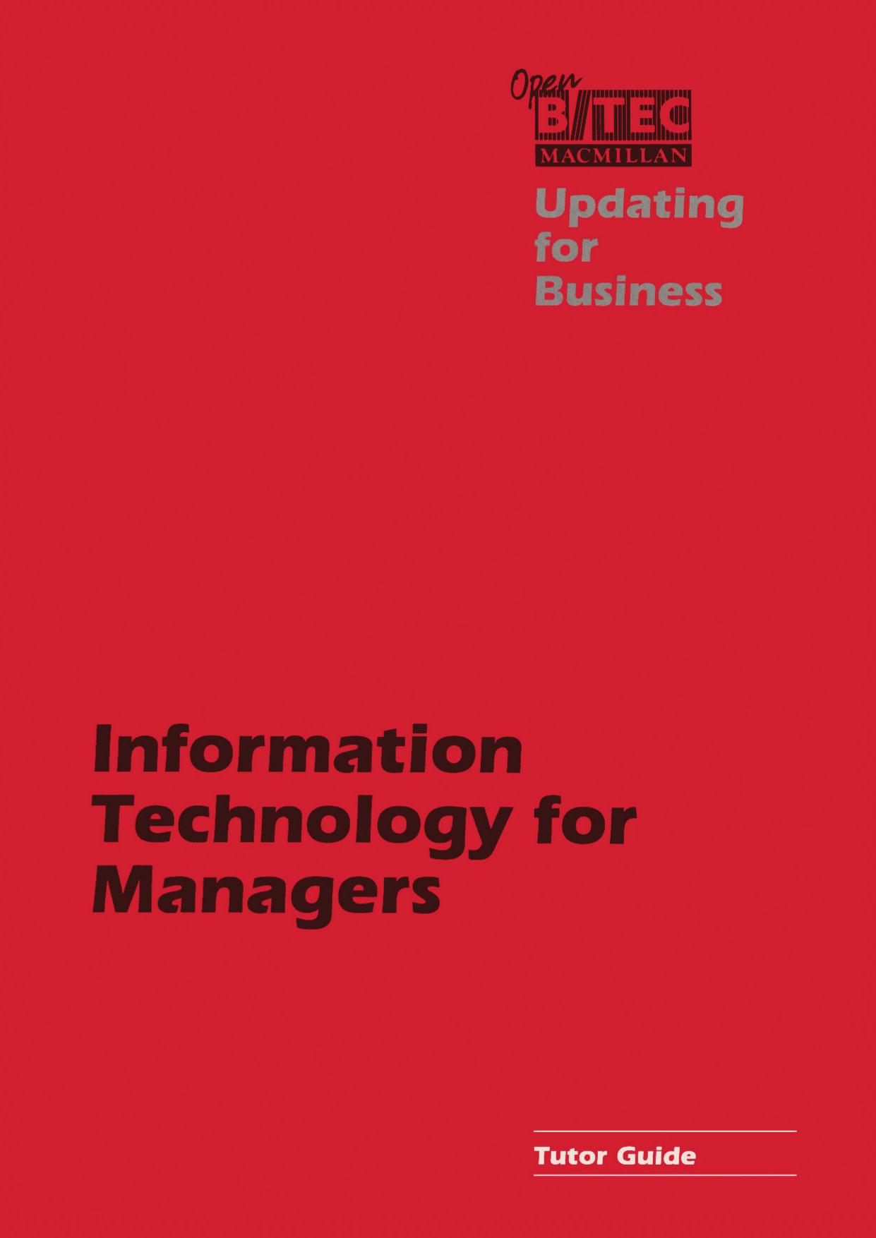 Information Technology for Managers Tutor Guide by Open Business and Technician Educational Council (auth.)