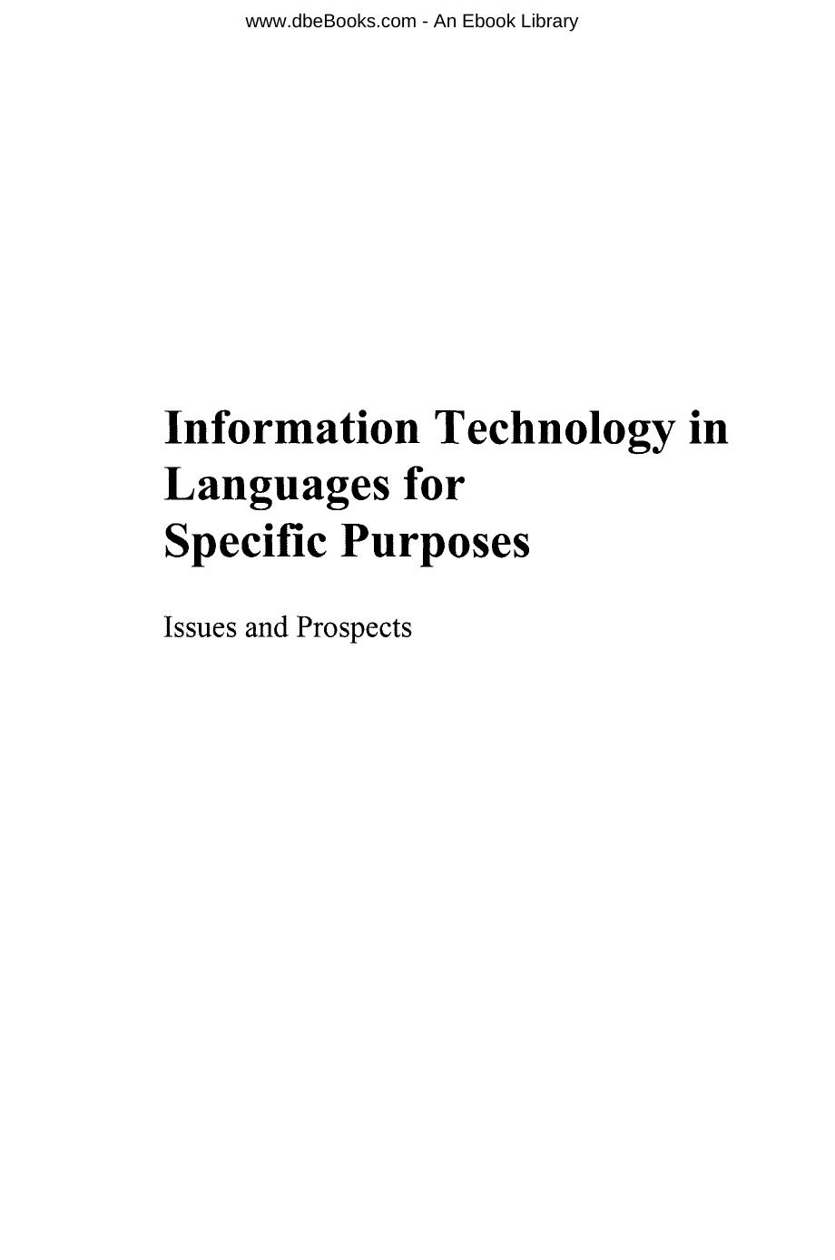 Information Technology in Languages for Specific Purposes: Issues and Prospects by Macià Elisabet Arnó Cervera Antonia Soler Ramos Carmen Rueda (Editors)