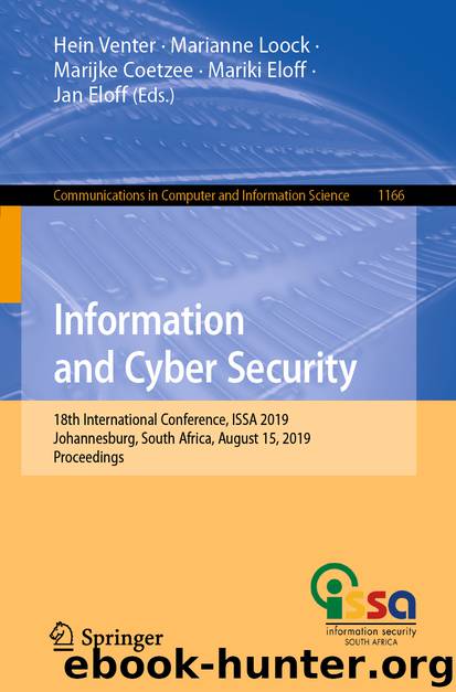 Information and Cyber Security by Hein Venter & Marianne Loock & Marijke Coetzee & Mariki Eloff & Jan Eloff