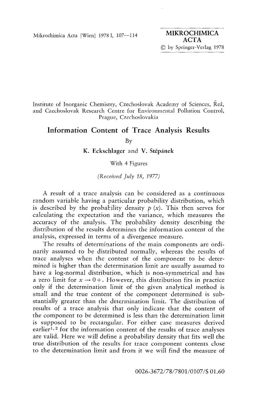 Information content of trace analysis results by Unknown