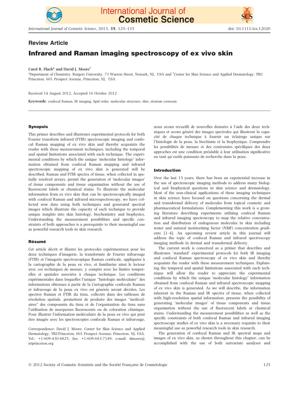 Infrared and Raman imaging spectroscopy of ex vivo skin by Unknown