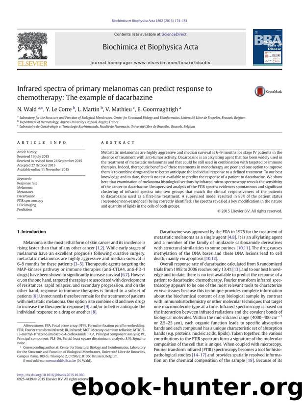 Infrared spectra of primary melanomas can predict response to chemotherapy: The example of dacarbazine by N. Wald & Y. Le Corre & L. Martin & V. Mathieu & E. Goormaghtigh