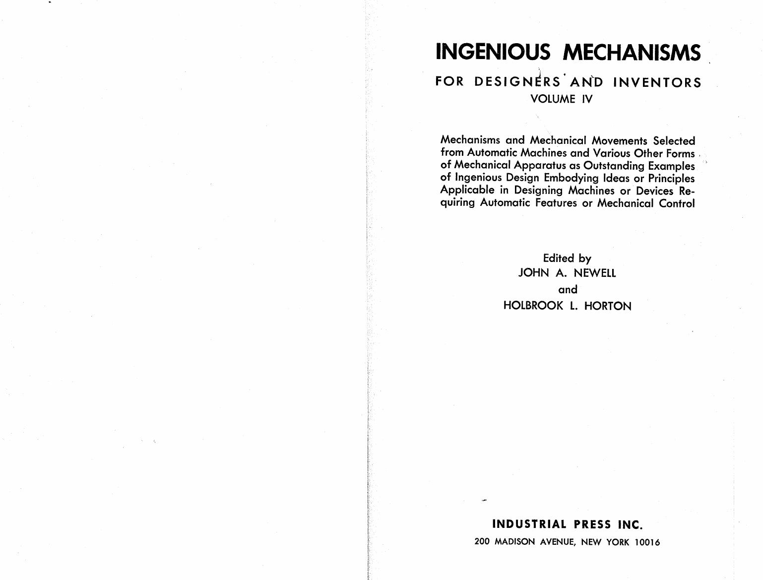 Ingenious Mechanisms for Designers and Inventors 4 by 0831110848