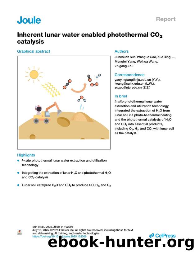 Inherent lunar water enabled photothermal CO2 catalysis by unknow