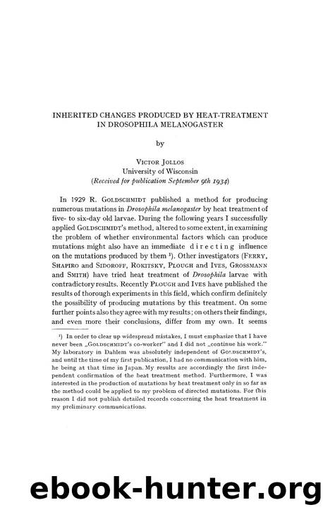 Inherited changes produced by heat-treatment in Drosophila melanogaster by Unknown