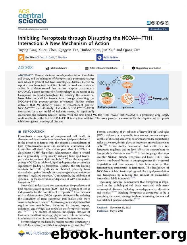 Inhibiting Ferroptosis through Disrupting the NCOA4âFTH1 Interaction: A New Mechanism of Action by unknow