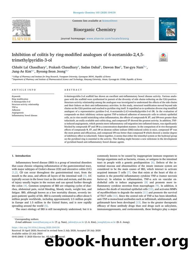 Inhibition of colitis by ring-modified analogues of 6-acetamido-2,4,5-trimethylpyridin-3-ol by unknow