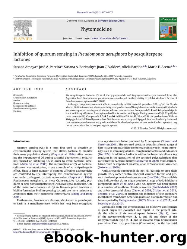 Inhibition of quorum sensing in Pseudomonas aeruginosa by sesquiterpene lactones by Susana Amaya