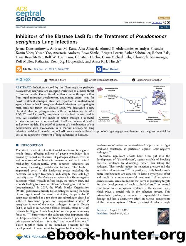 Inhibitors of the Elastase LasB for the Treatment of Pseudomonas aeruginosa Lung Infections by unknow