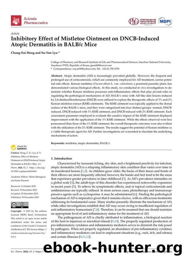 Inhibitory Effect of Mistletoe Ointment on DNCB-Induced Atopic Dermatitis in BALBc Mice by Chang-Eui Hong & Su-Yun Lyu