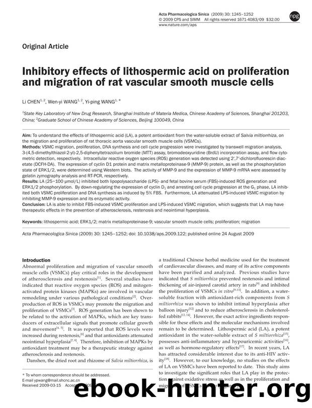 Inhibitory effects of lithospermic acid on proliferation and migration of rat vascular smooth muscle cells by Li Chen & Wen-yi Wang & Yi-ping Wang